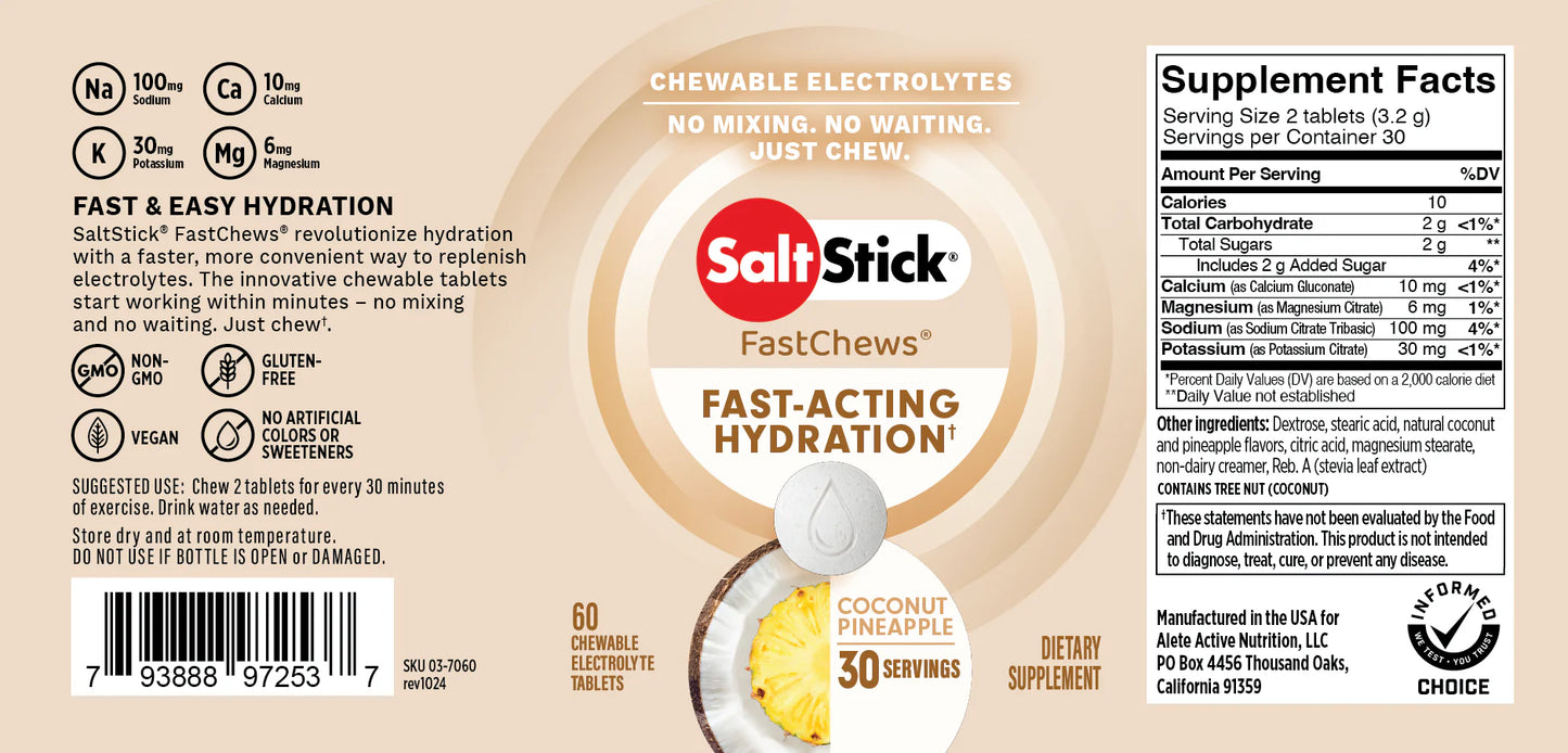 SaltStick Fastchews Chewable Electrolyte Tablets - Bottle Of 60 Chews