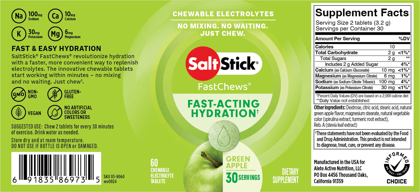 SaltStick Fastchews Chewable Electrolyte Tablets - Bottle Of 60 Chews