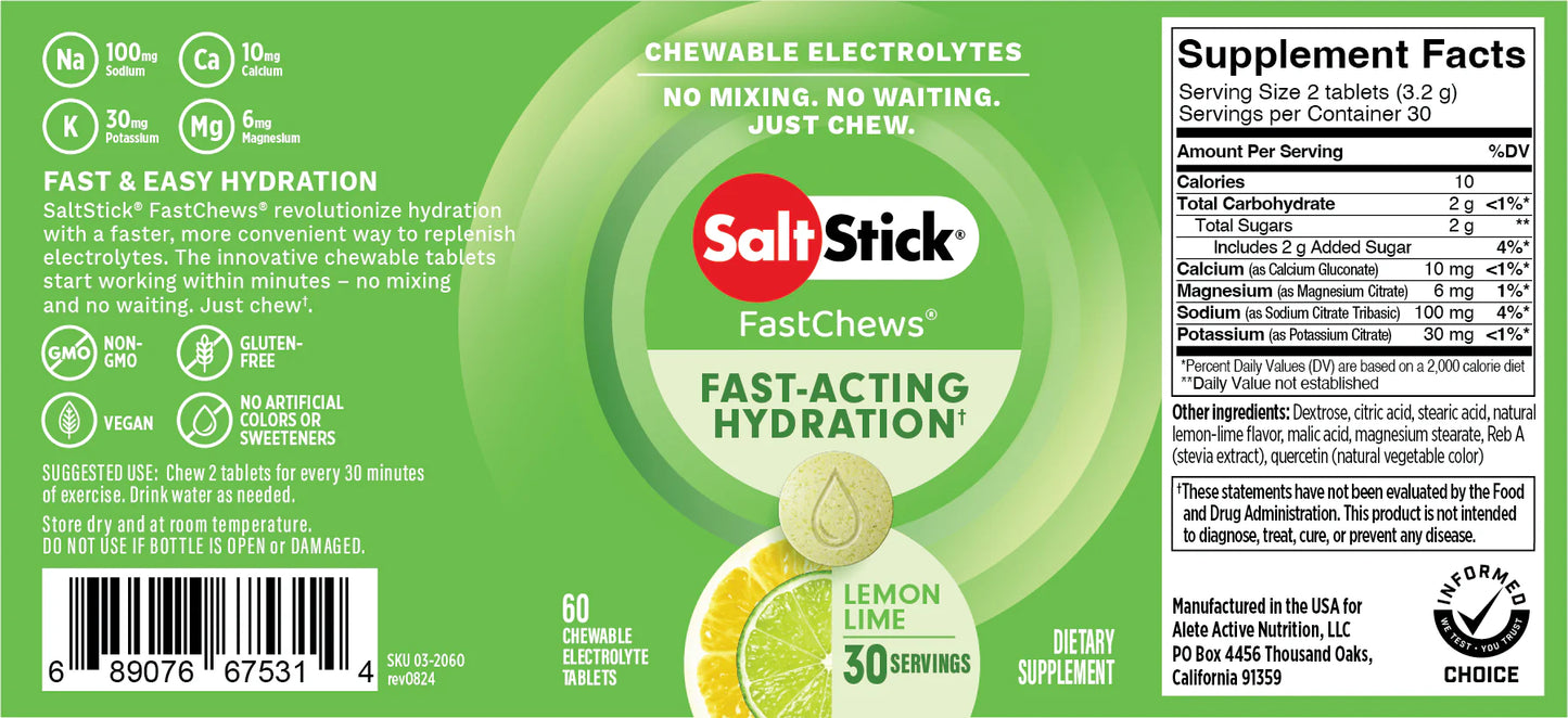 SaltStick Fastchews Chewable Electrolyte Tablets - Bottle Of 60 Chews