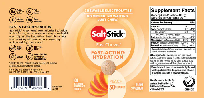 SaltStick Fastchews Chewable Electrolyte Tablets - Bottle Of 60 Chews