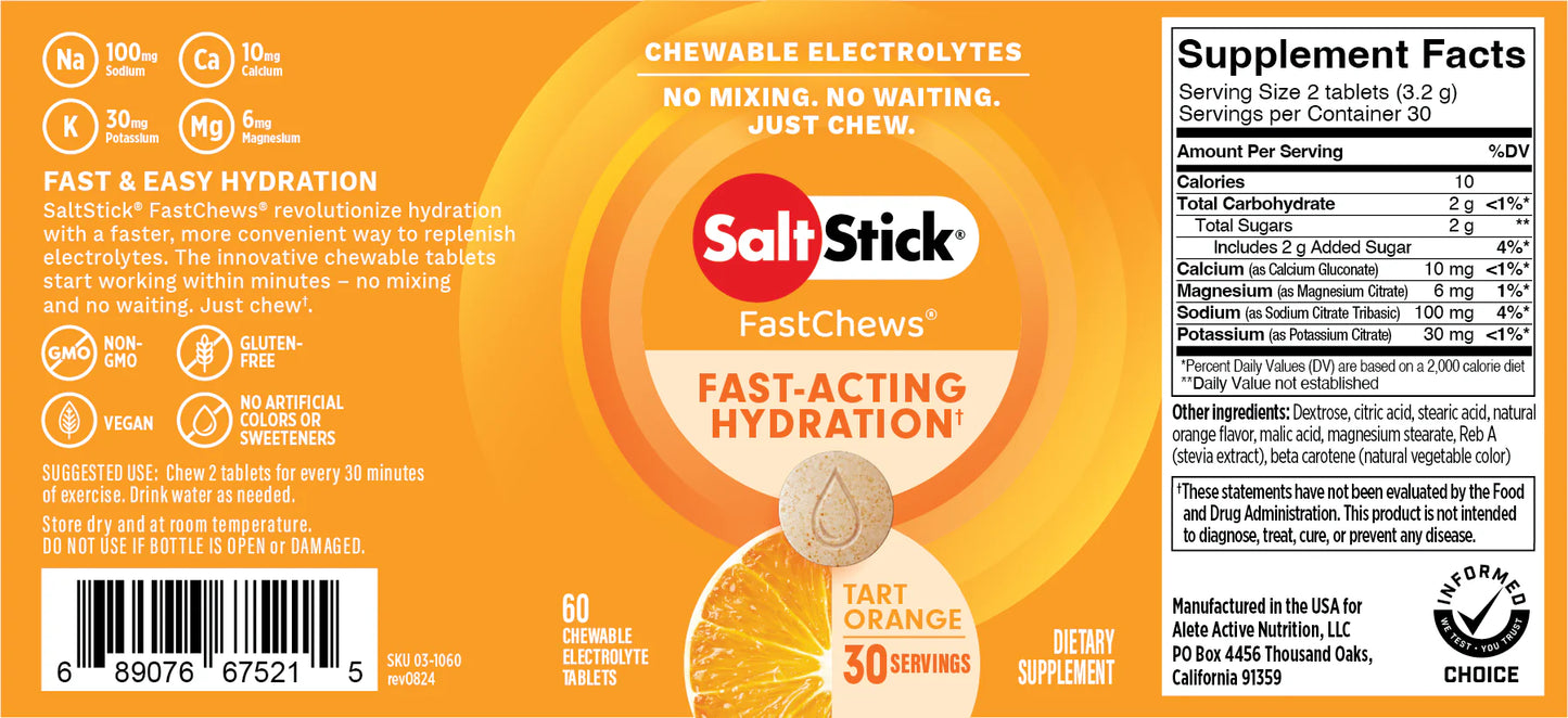 SaltStick Fastchews Chewable Electrolyte Tablets - Bottle Of 60 Chews