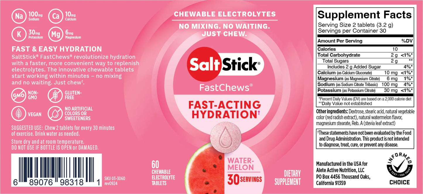 SaltStick Fastchews Chewable Electrolyte Tablets - Bottle Of 60 Chews