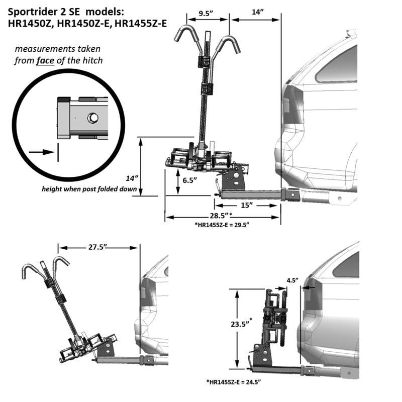 Sport Rider SE2 Hitch Bike Rack From Sprocket Kings Hitch Measurements