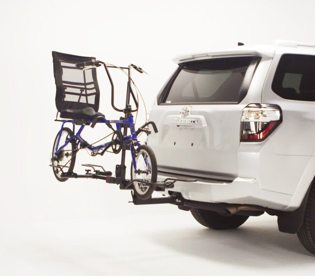 Hollywood Racks Sport Rider Recumbent Bike Hitch Rack - HR1450-R From Sprocket Kings on SUV with Recumbent Bike Loaded