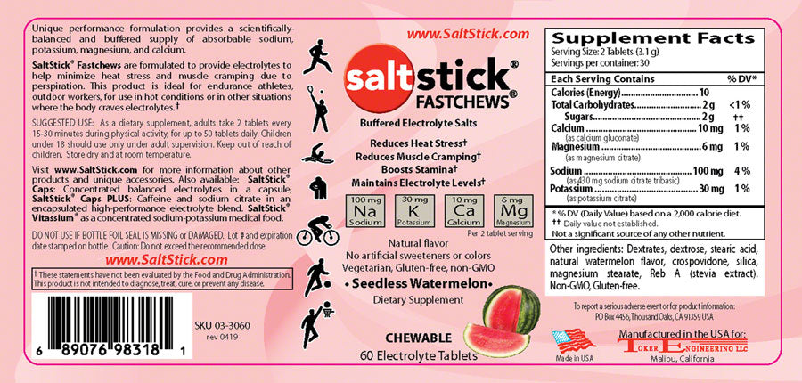 SaltStick Fastchews Chewable Electrolyte Tablets - Pouch Of 10 Chews - SINGLE POUCH
