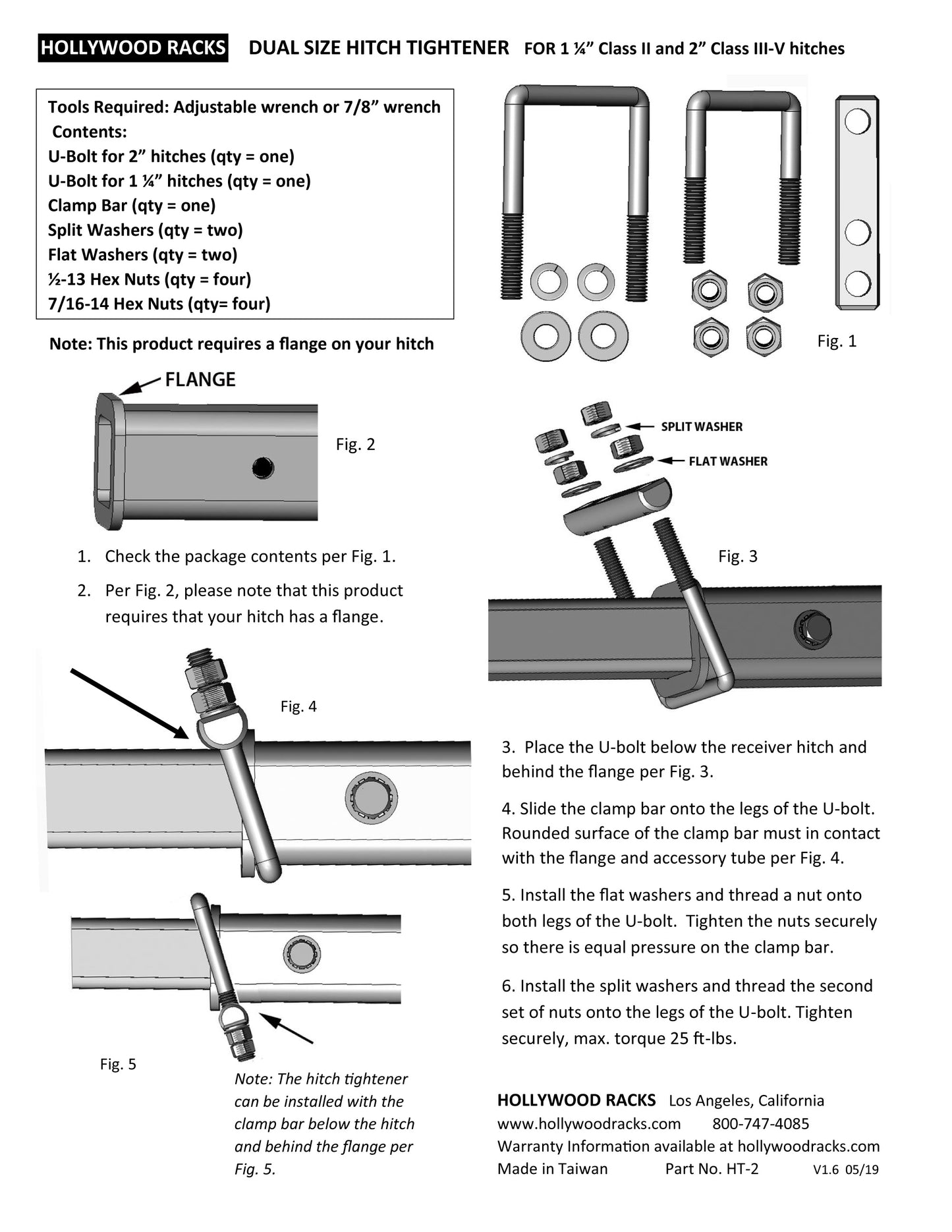 Hollywood Racks vehicle Hitch Tightener Installation Guide